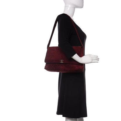 Chanel Suede Diamond Stitch Flap Bag Burgundy 2 of 10