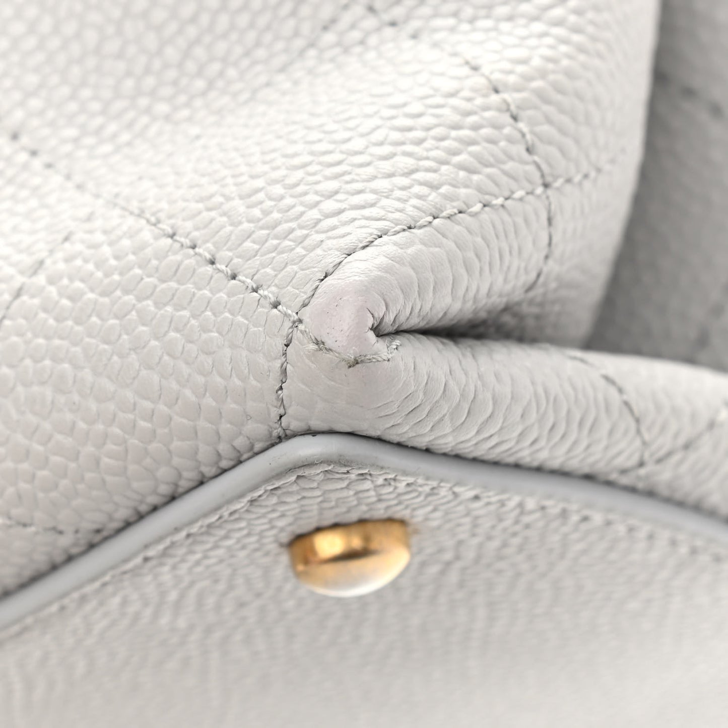 Caviar Diamond Stitched CC Bucket Drawstring Bag Light Grey