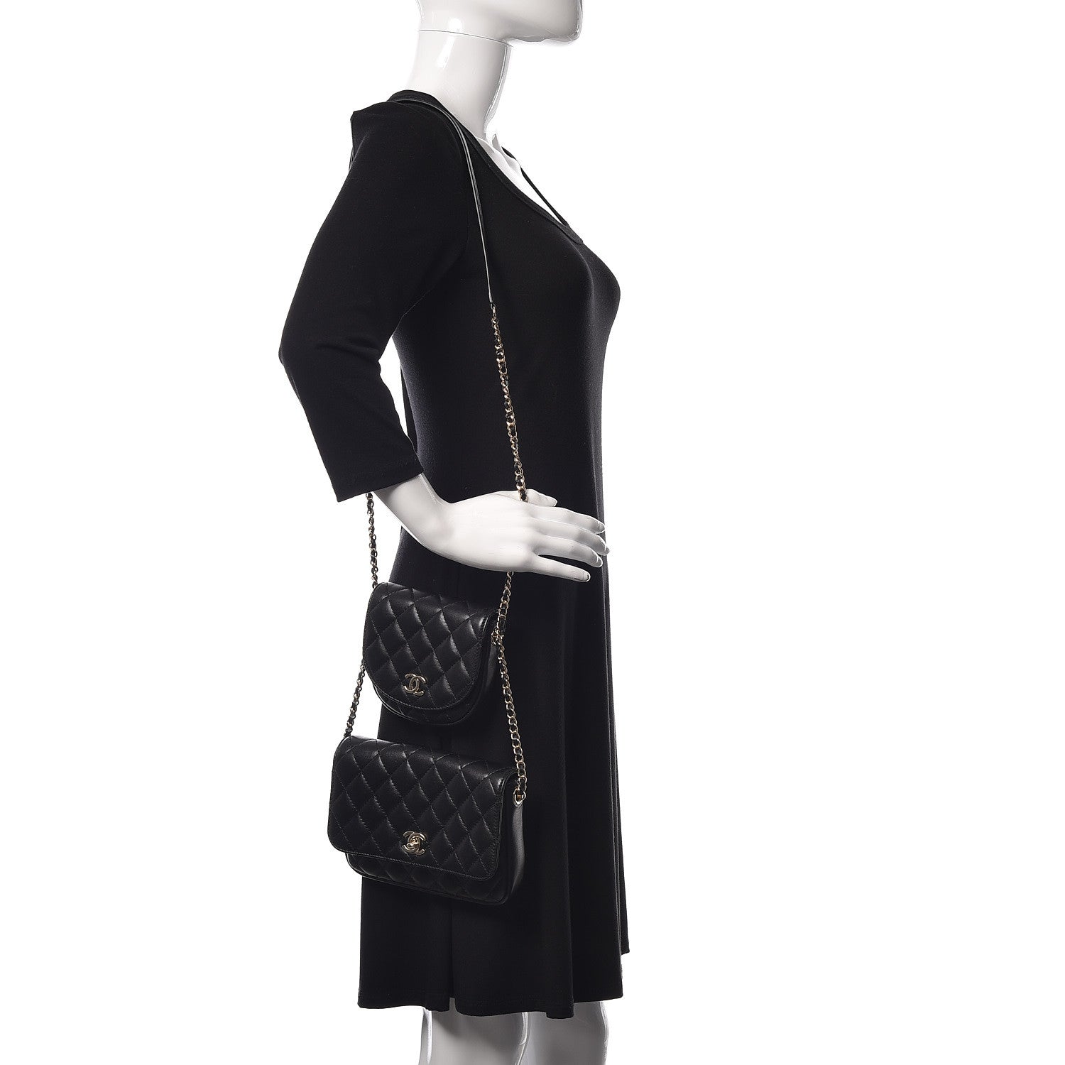 Chanel Lambskin Quilted Side Packs Black 2 of 11
