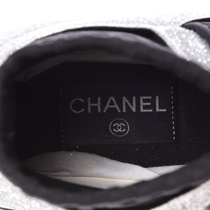 Chanel Glitter Stretch Fabric CC Sneakers 36 Black Silver 5 of 11