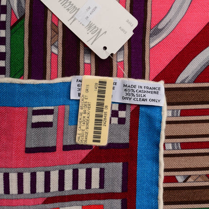 Hermes Cashmere Silk Brides Et Gris Shawl 140 Orange Bordeaux Vert 5 of 5