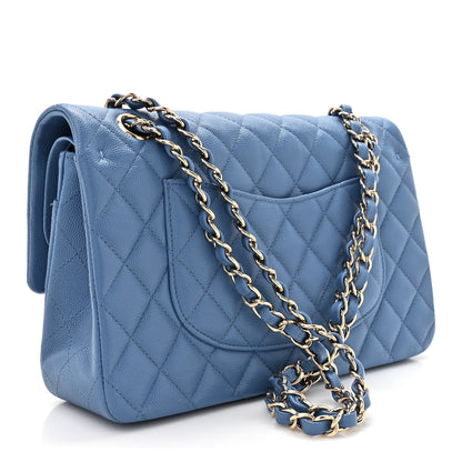 Chanel Caviar Quilted Medium Double Flap Blue 3 of 11