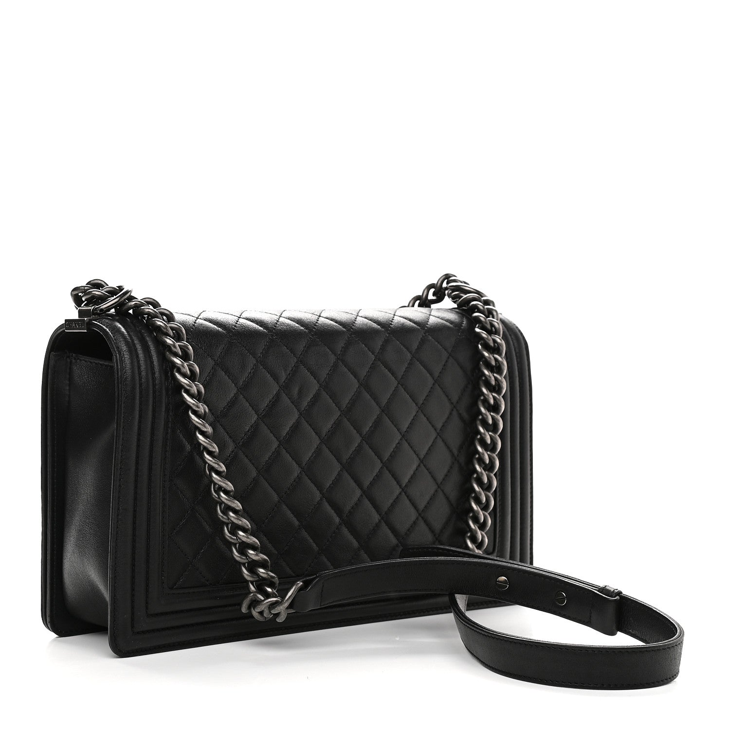 Chanel Metallic Calfskin Quilted New Medium Boy Flap Black 2 of 8