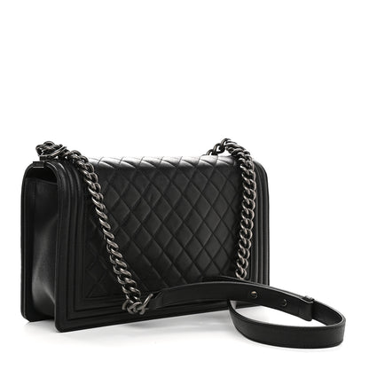 Chanel Metallic Calfskin Quilted New Medium Boy Flap Black 2 of 8