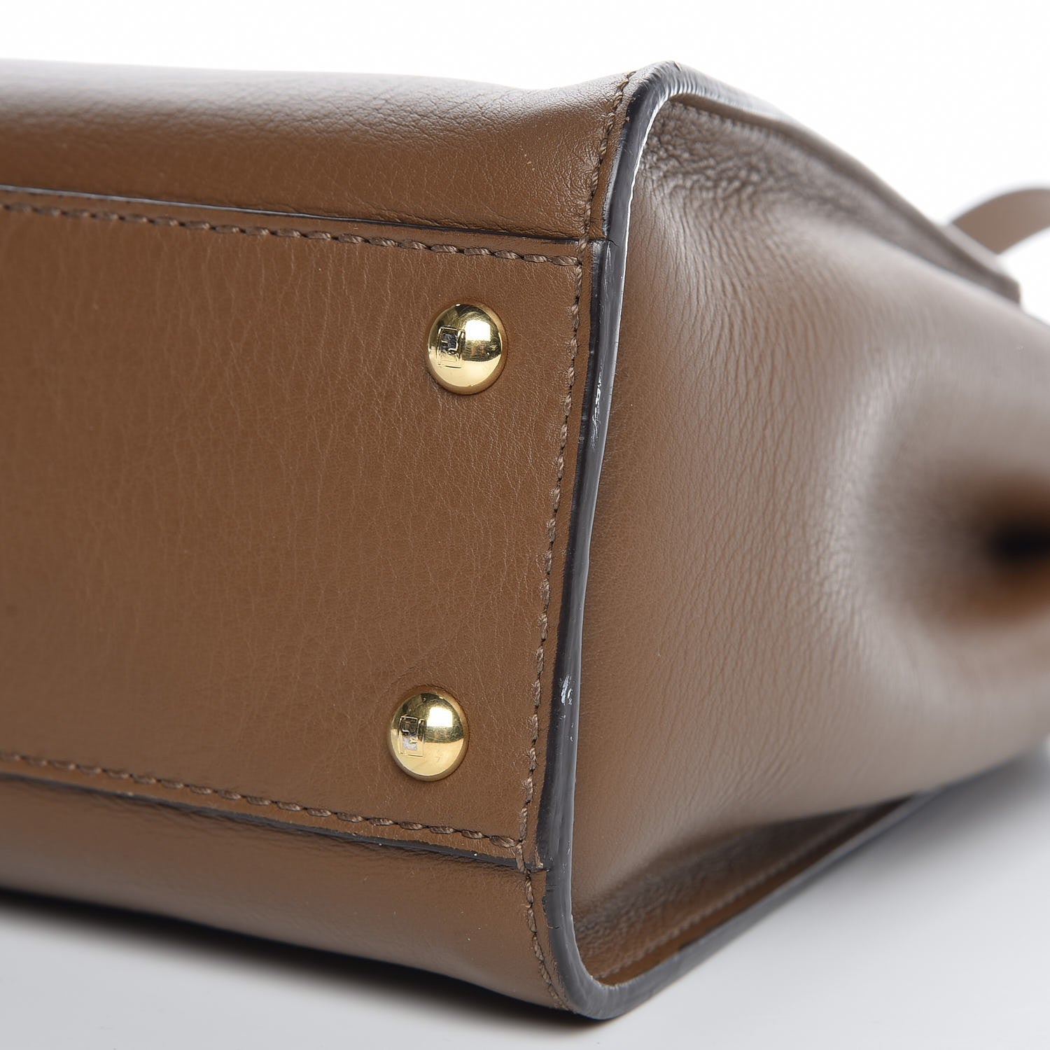Fendi Vitello Seta Fabric Jacquard Pequin Medium Peekaboo Iconic Satchel Foresta Tobacco 11 of 11