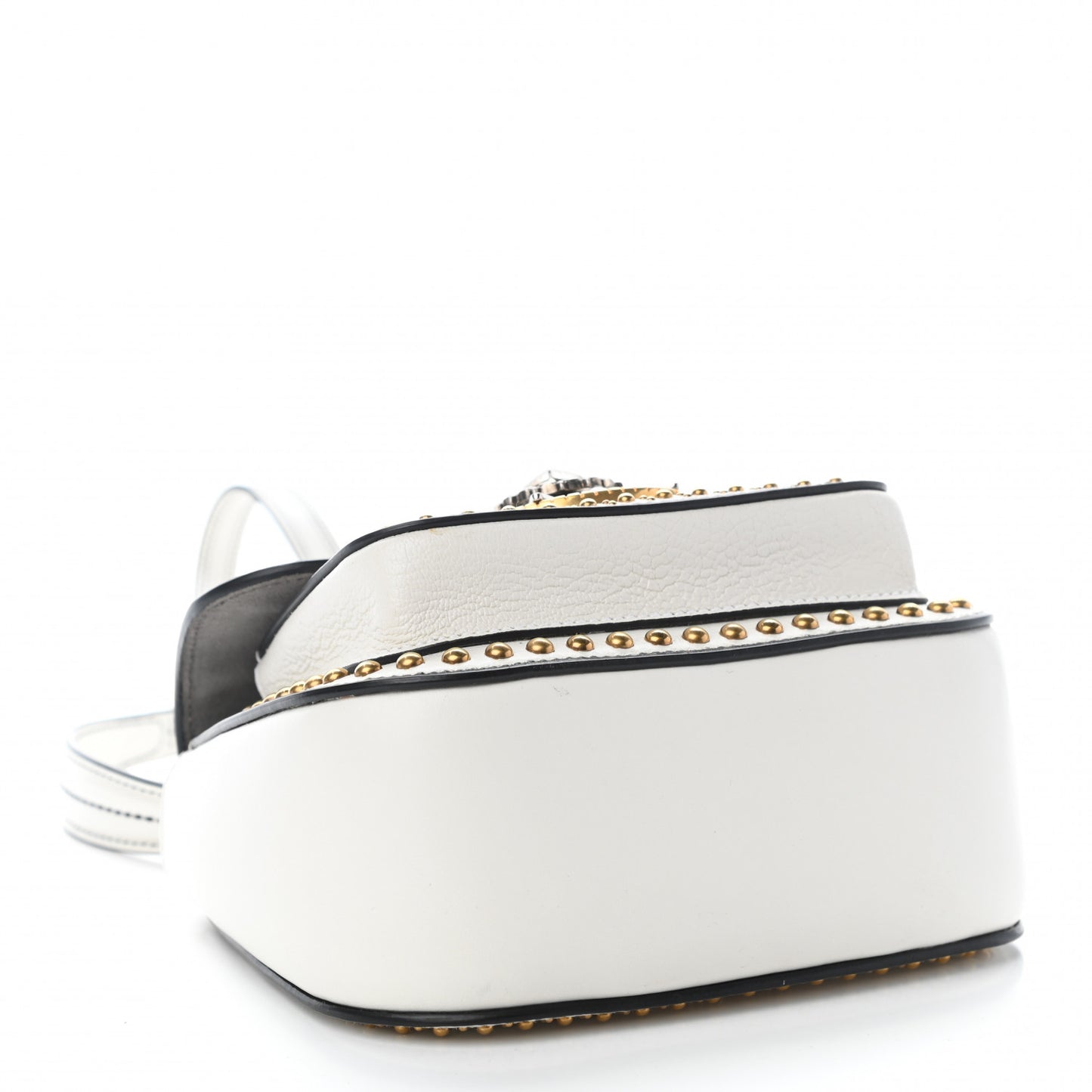Madras Soft Calfskin Crystal Embellished Dahlia Shoulder Bag White