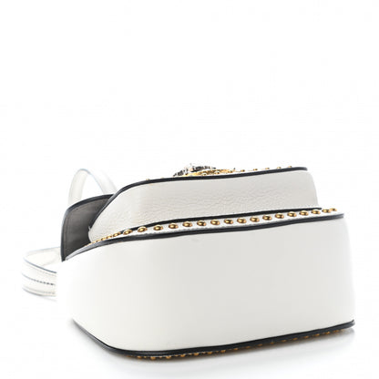 Miu Miu Madras Soft Calfskin Crystal Embellished Dahlia Shoulder Bag White 4 of 11