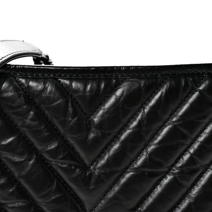 Chanel Aged Calfskin Chevron Quilted Medium Gabrielle Hobo So Black 8 of 10