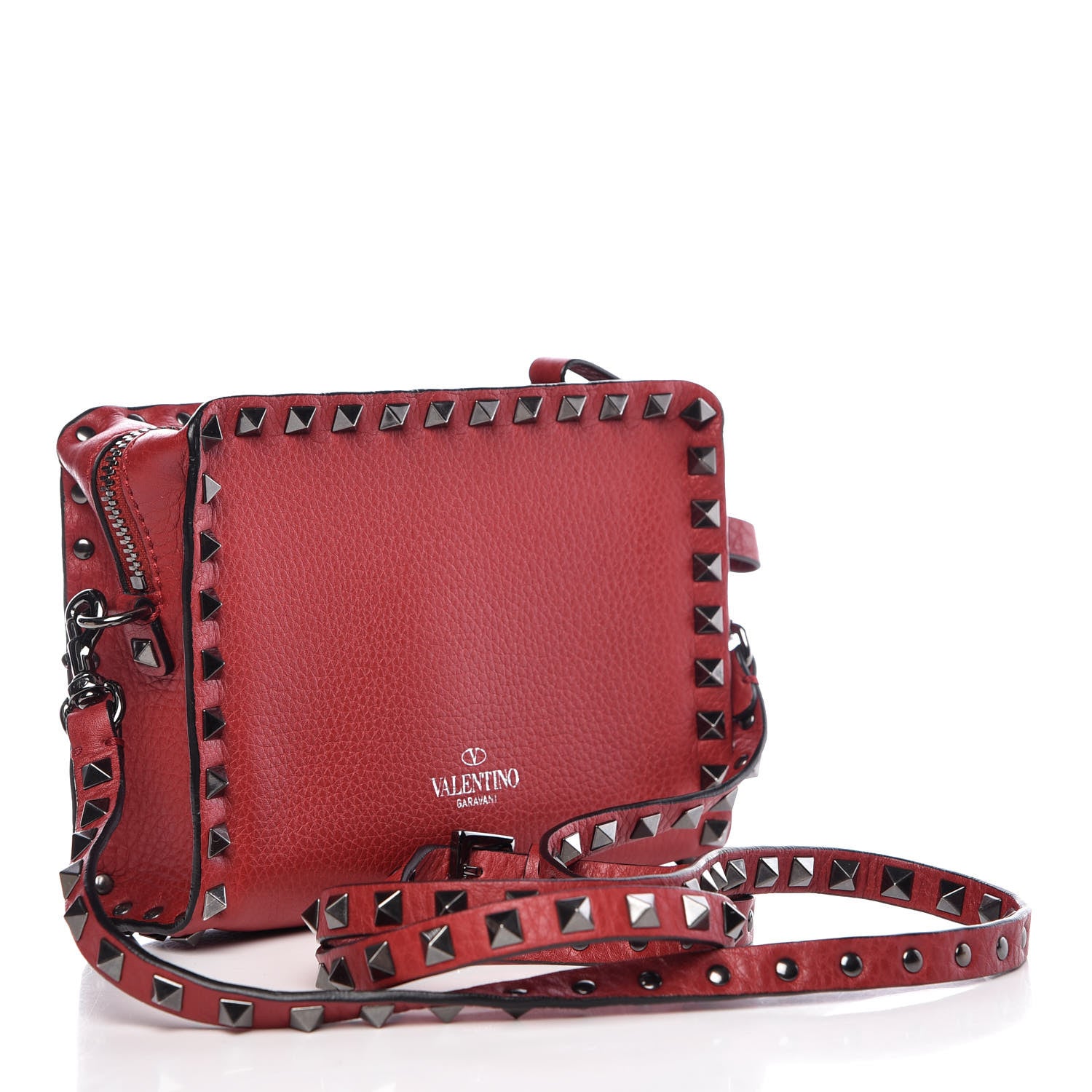 Valentino Garavani Calfskin Rockstud Pocket Crossbody Red 3 of 9