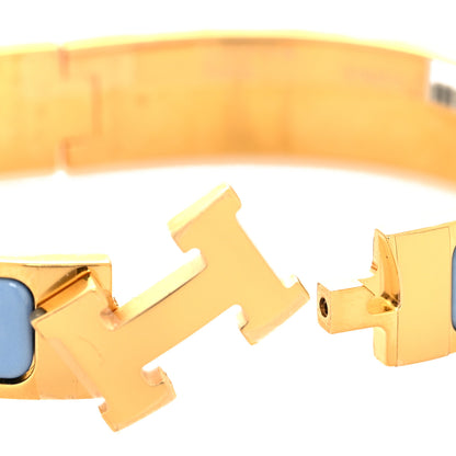 Hermes Enamel Narrow Clic Clac H Bracelet GM Bleu Lin 4 of 5