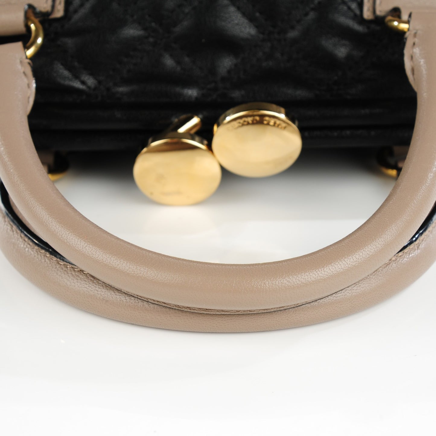 Lambskin Quilted Mini Colorblock Manhattan Stam Black Concrete