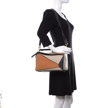 Loewe Grained Calfskin Medium Puzzle Bag Amber Light Oat 2 of 9