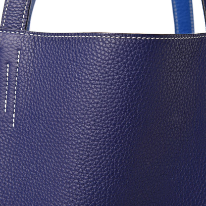 Hermes Taurillon Clemence Double Sens 45 Reversible Tote Bleu Encre Zellige 17 of 29