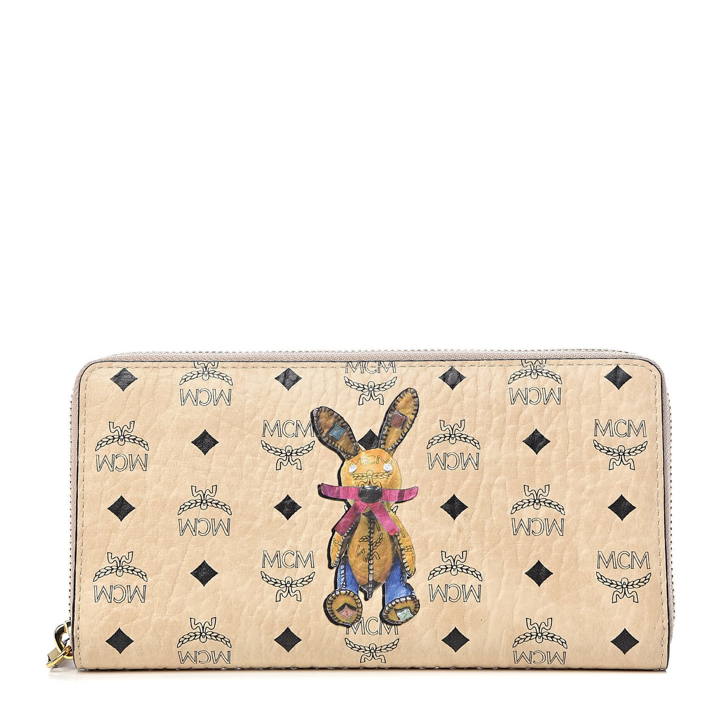 Visetos Rabbit Zip Around Large Wallet Beige