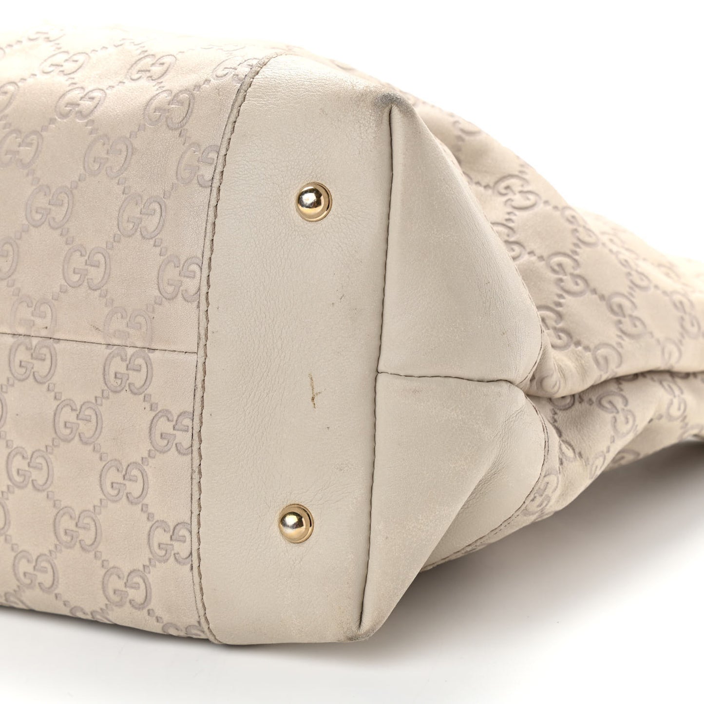 Guccissima Large Heart Bit Charm Top Handle Tote Off White
