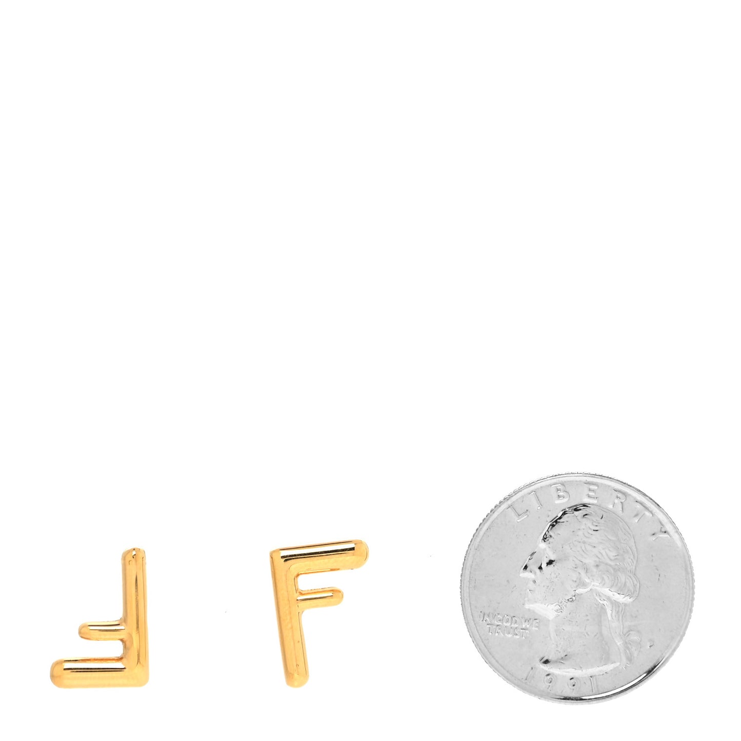 Metal FF Stud Earrings Gold