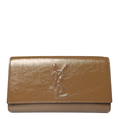 Saint Laurent Textured Patent Calfskin Monogram Large Belle De Jour Clutch Nude 1 of 9
