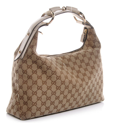 Gucci Monogram Medium Horsebit Chain Hobo Off White 3 of 7