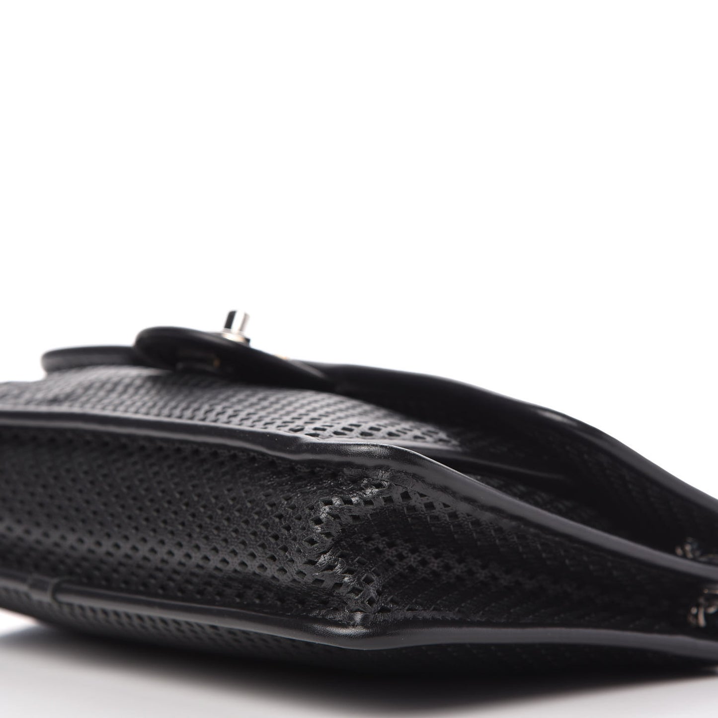 Perforated Calfskin Large Up In The Air Flap Black