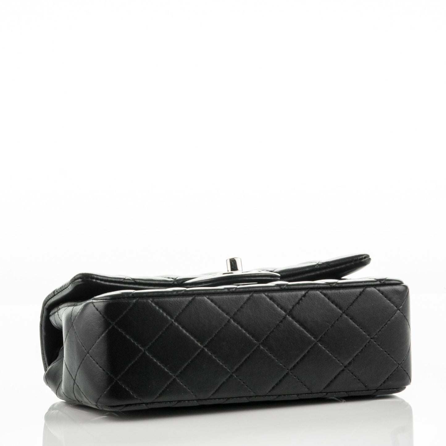 Lambskin Quilted Mini Rectangular Flap Black