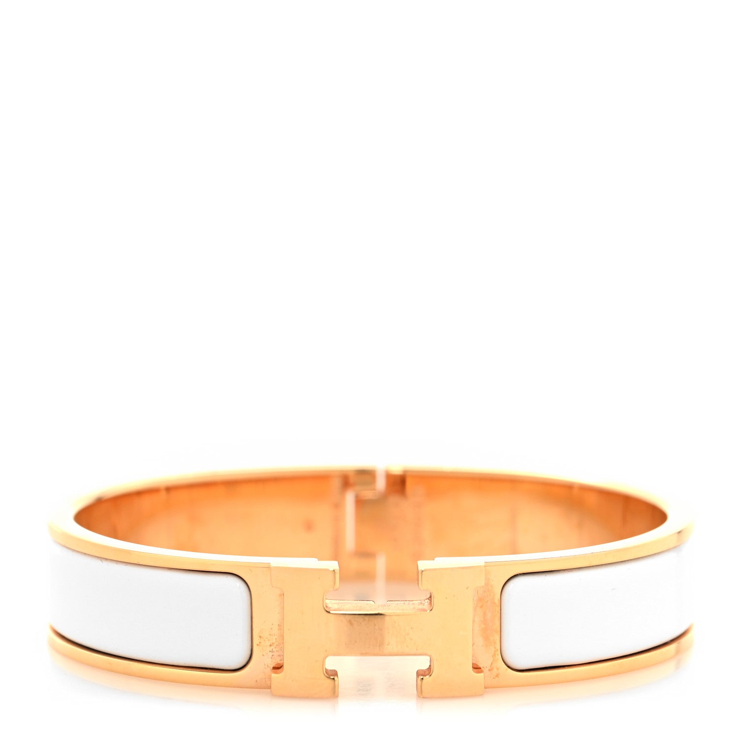 Hermes Enamel Narrow Clic Clac H Bracelet PM White 1 of 5