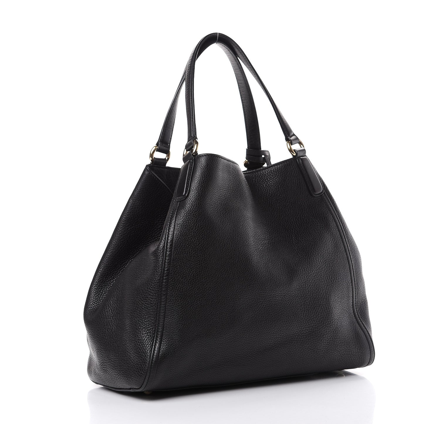 Pebbled Calfskin Medium Soho Shoulder Bag Black