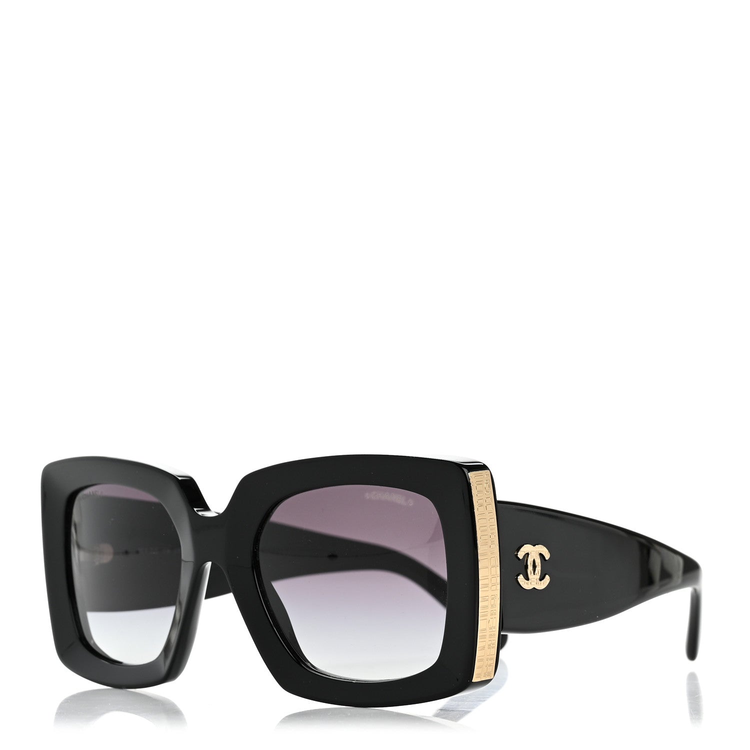 Chanel Acetate Rectangle Sunglasses 5435 Black 1 of 8