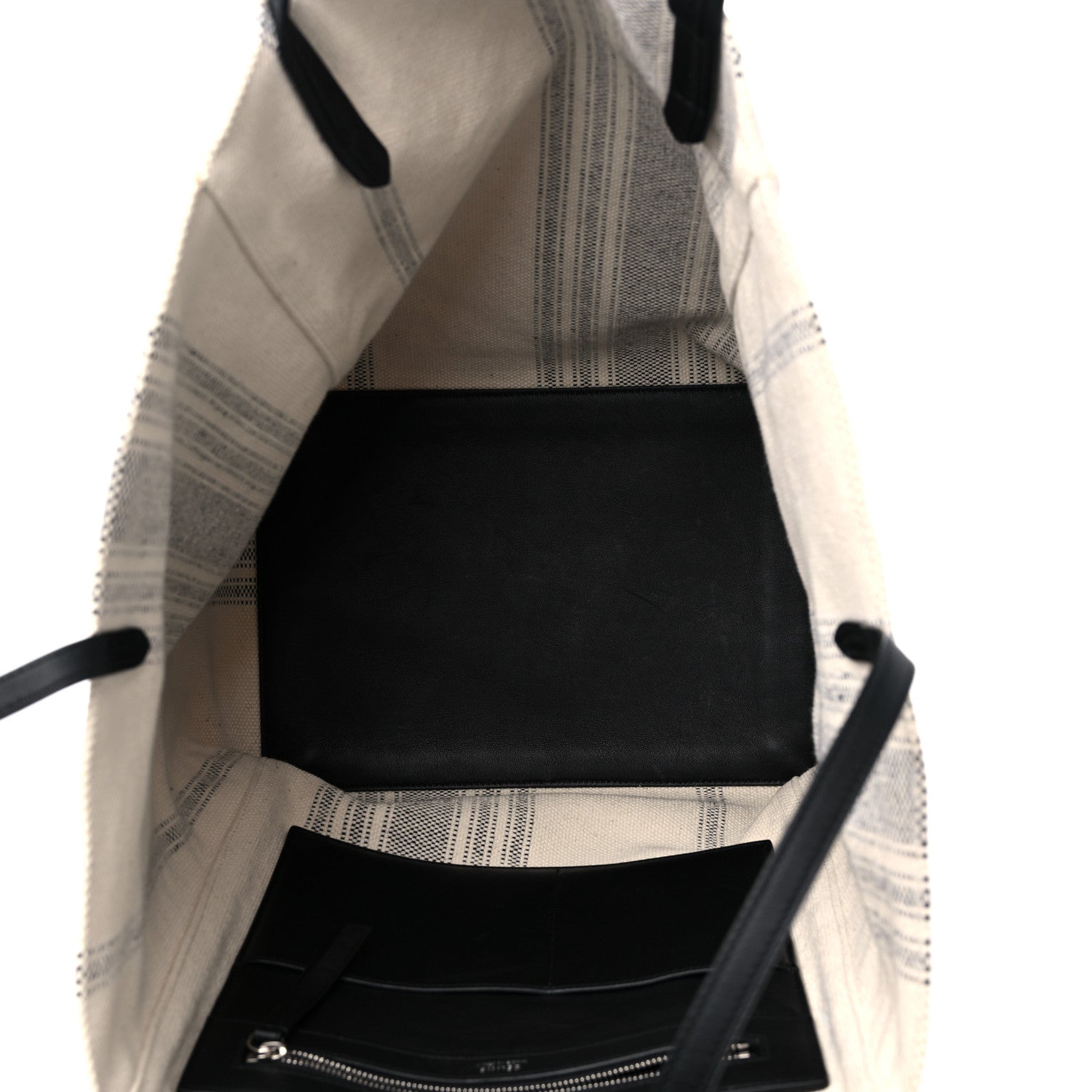 Celine Canvas Striped Large Phantom Cabas White Grey 5 of 14