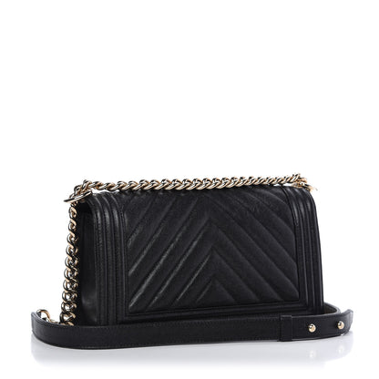 Chanel Caviar Chevron Quilted Medium Boy Flap Black 3 of 10