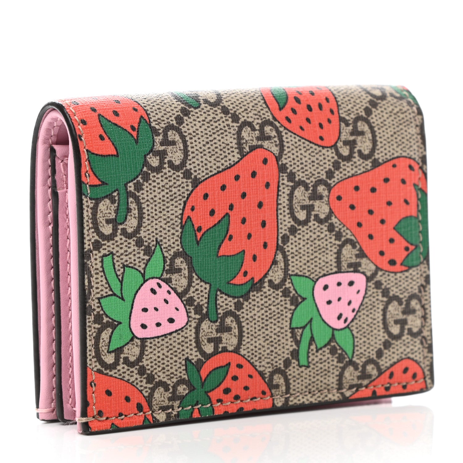 Gucci GG Supreme Monogram Strawberry Card Case 3 of 7