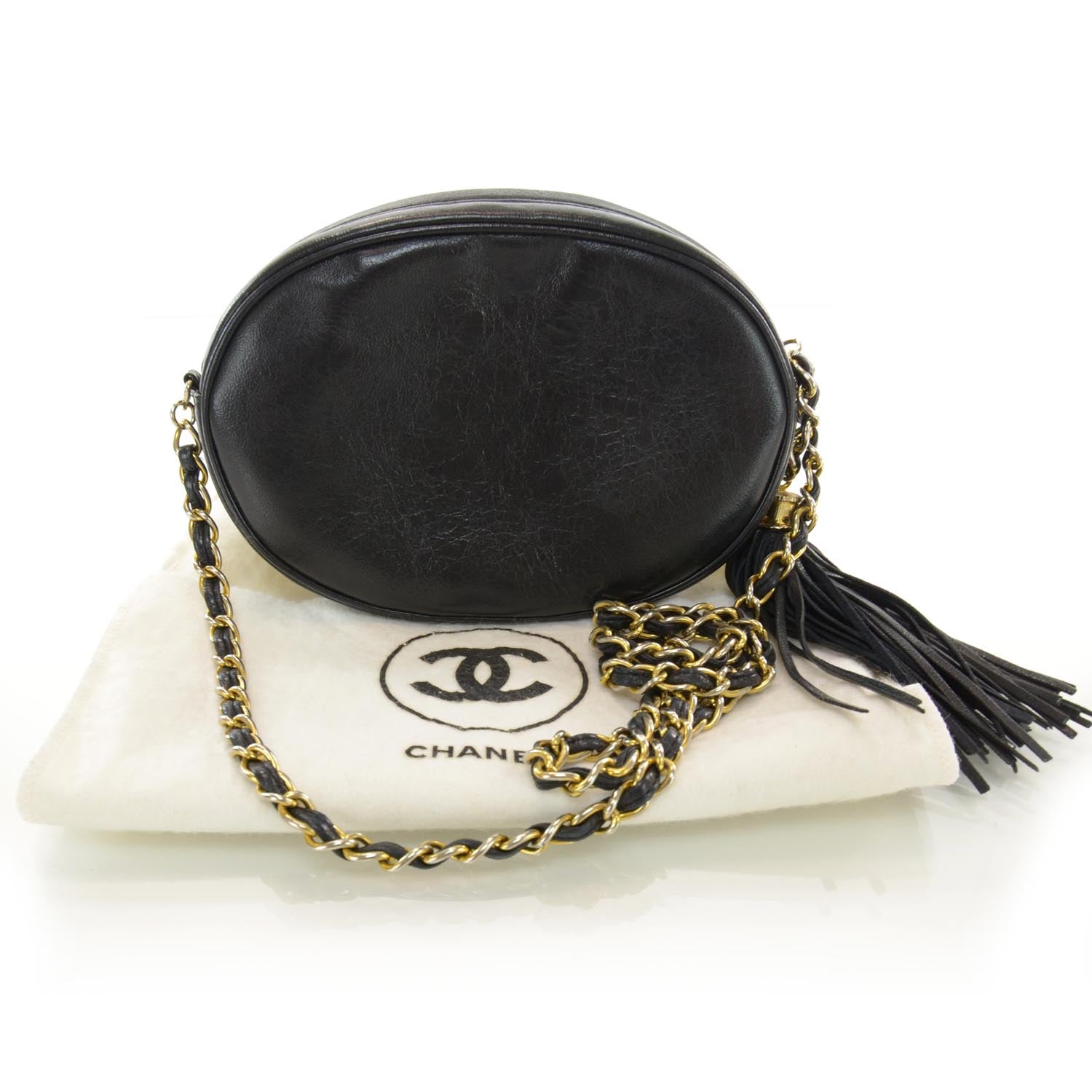 Chanel Lambskin CC Tassel Bag Black 3 of 8
