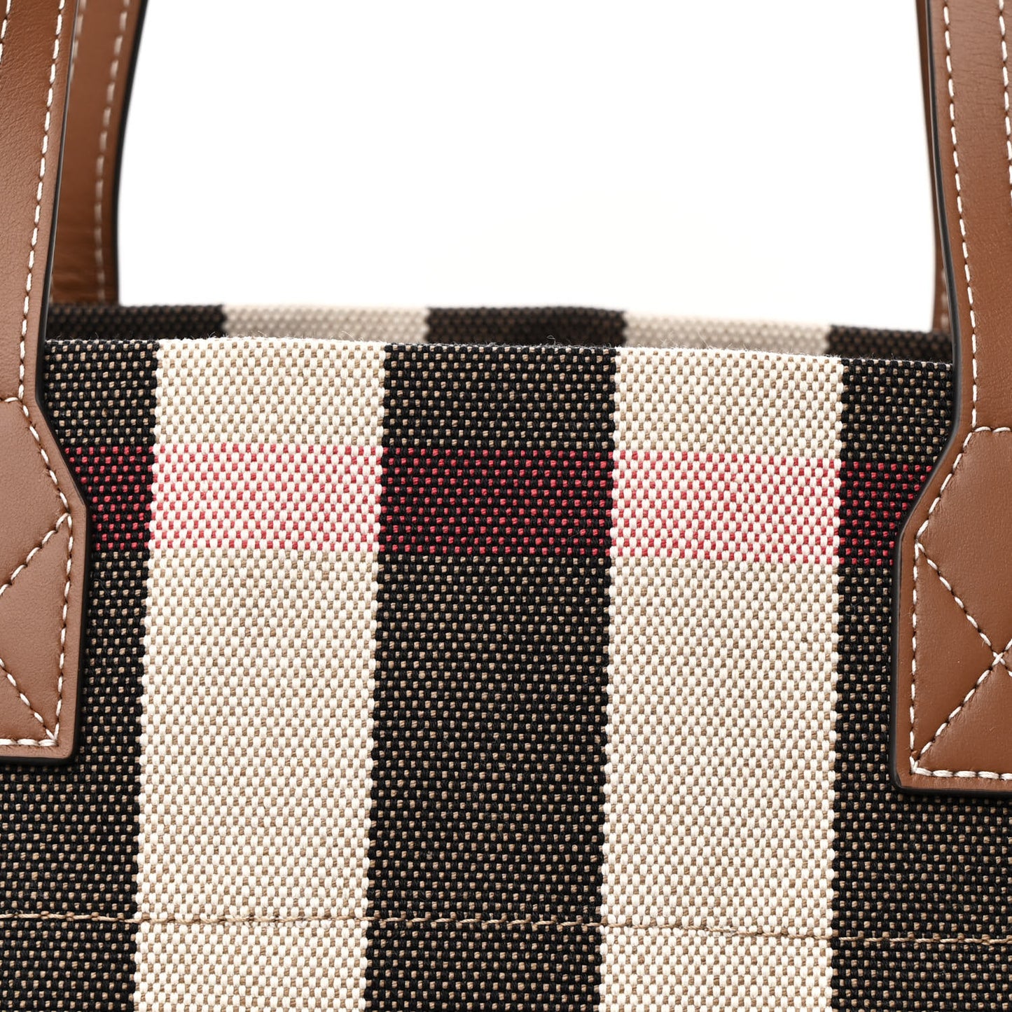 Giant Check Canvas Medium London Tote Taupe Brown