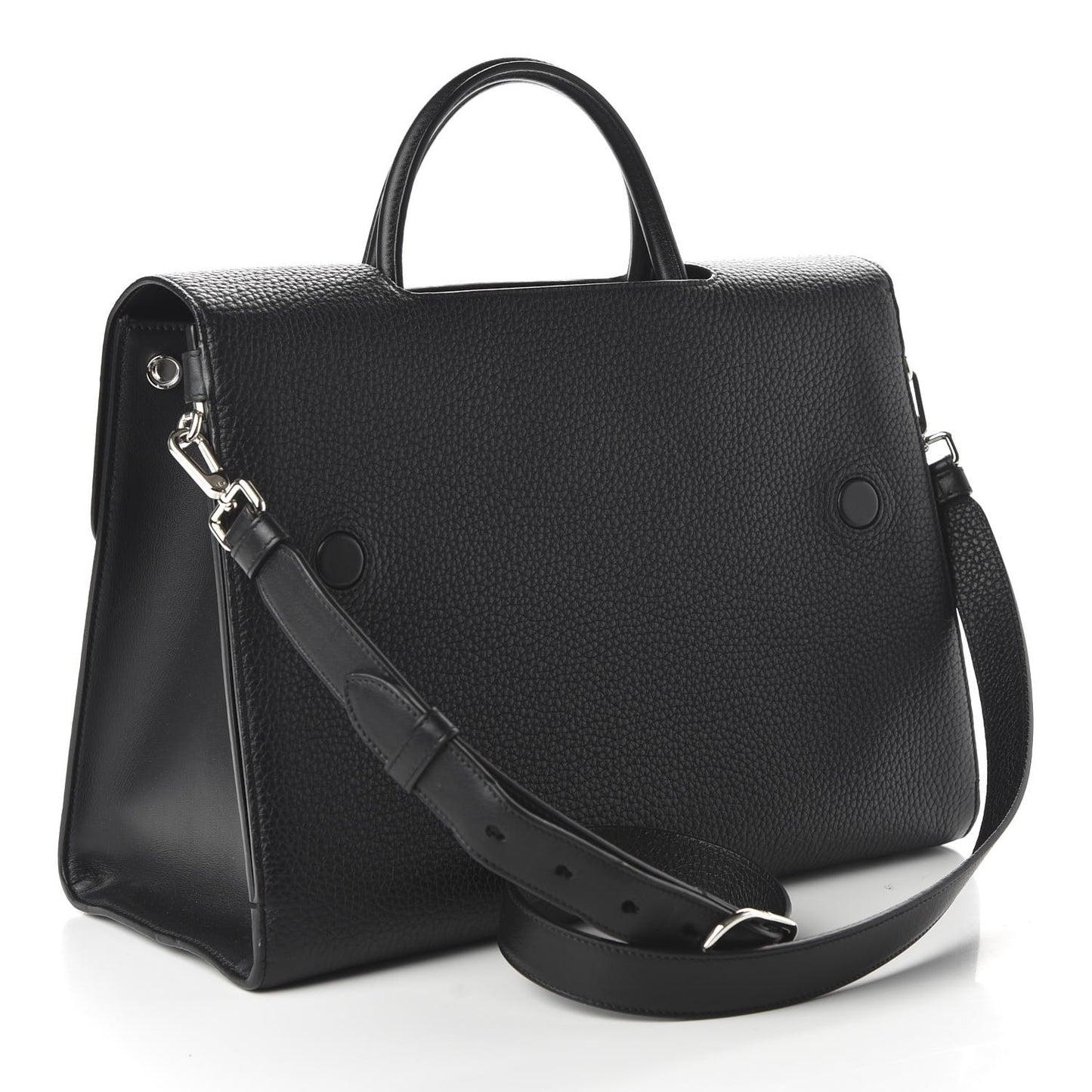 Grained Calfskin Large Diorever Flap Black