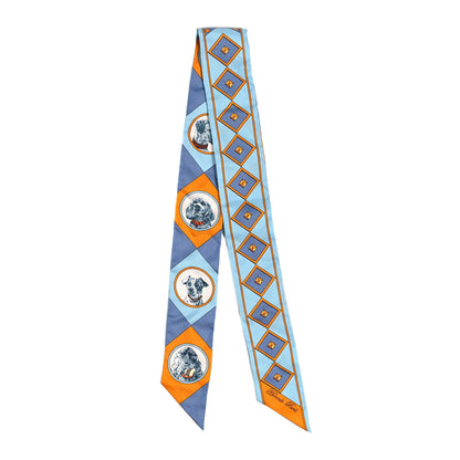 Hermes Silk Colliers Et Chiens Twilly Ciel Orange Gris Bleuete 2 of 4