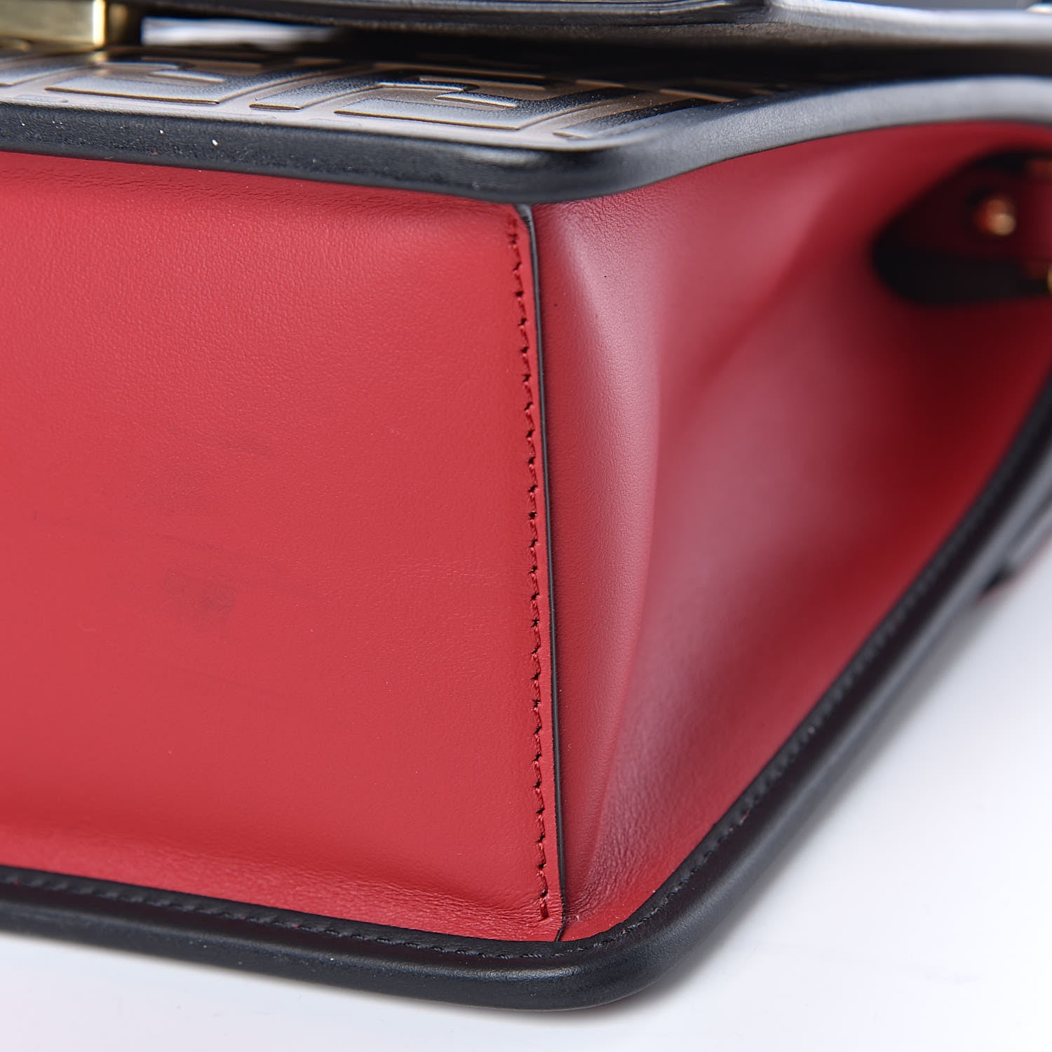 Fendi Vitello Century F is Fendi Bi-Color FF 1974 Embossed Kan I Shoulder Bag Fragola Maya Black 13 of 14