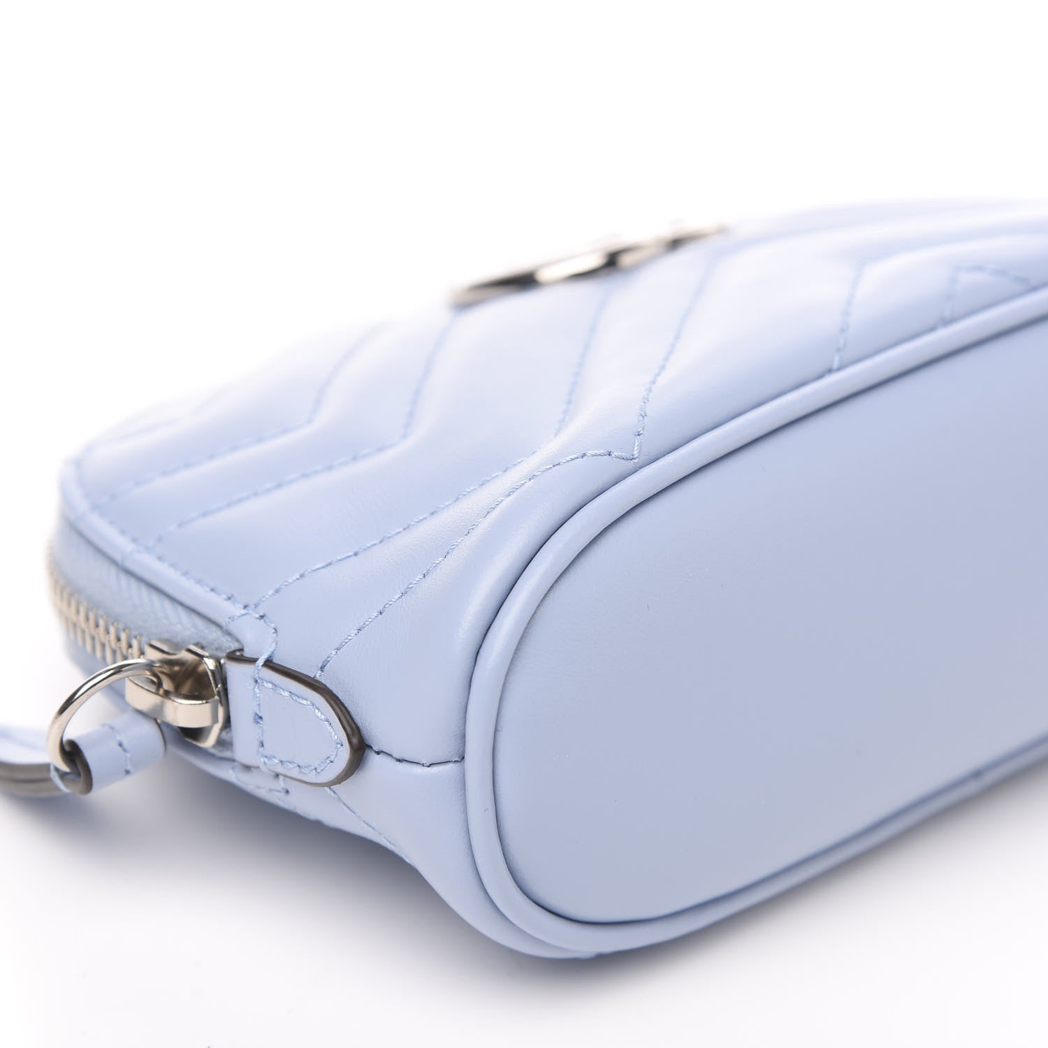 Gucci Calfskin Matelasse GG Marmont Pouch Cosmetic Case Porcelain Light Blue 8 of 10