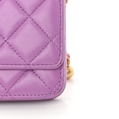 Chanel Lambskin Quilted CC Pearl Crush Wallet on Chain WOC Purple 15 of 16
