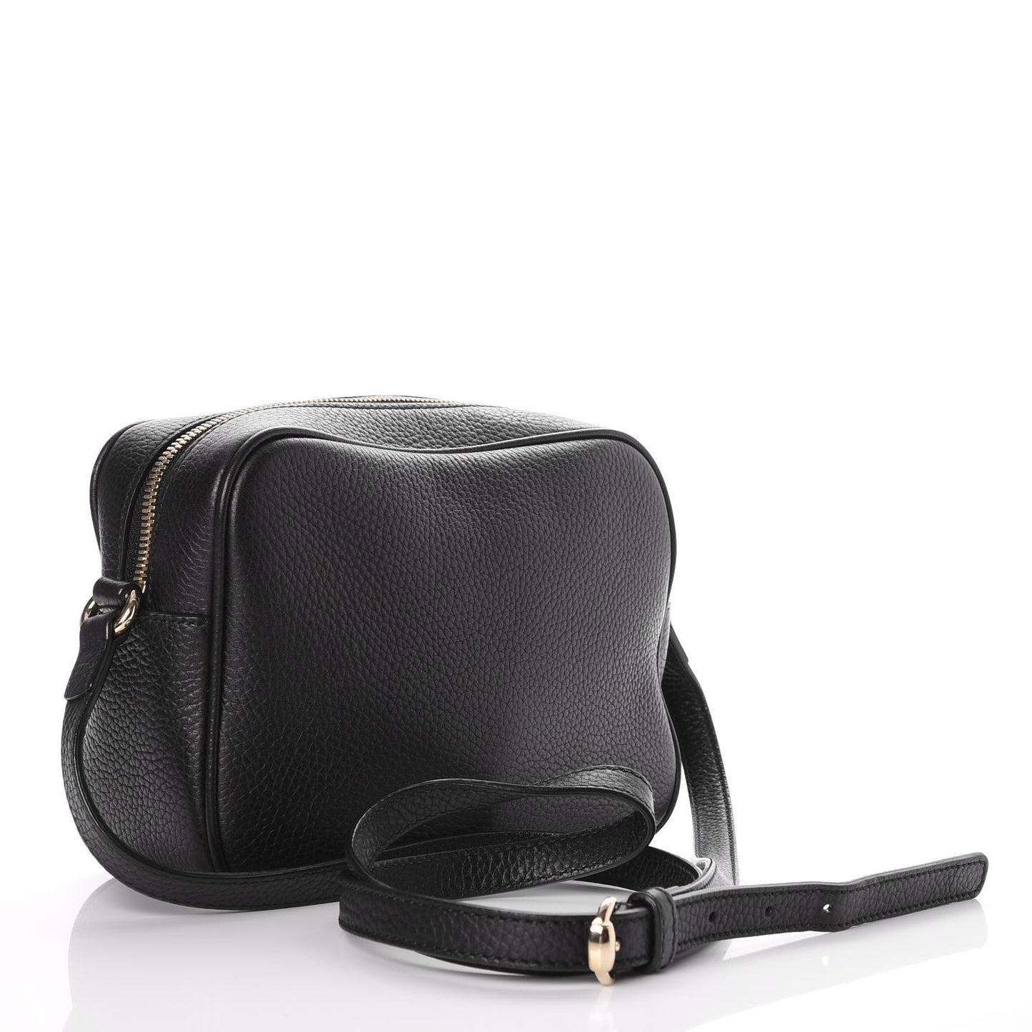 Pebbled Calfskin Small Soho Disco Bag Black