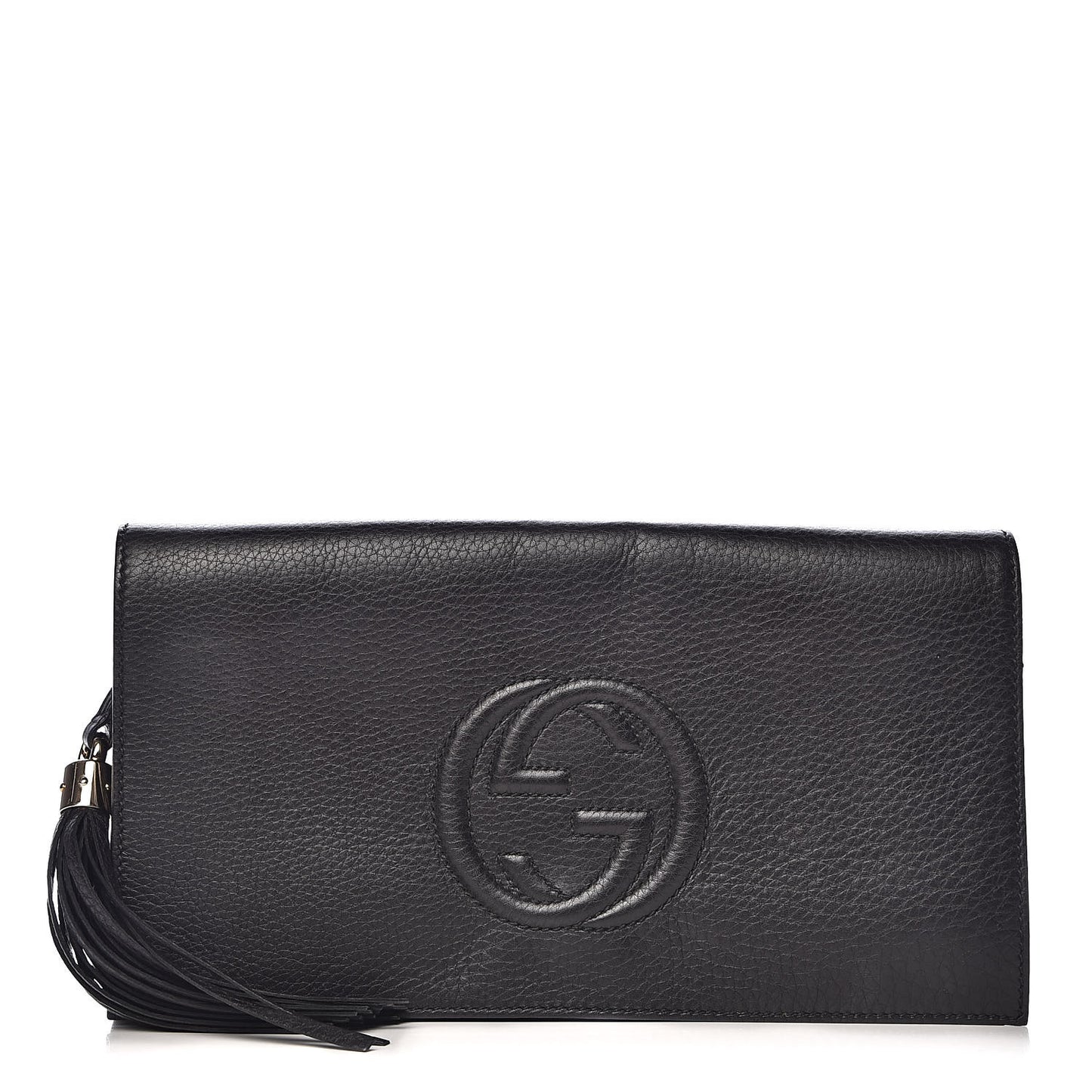 Pebbled Calfskin Medium Soho Clutch Black