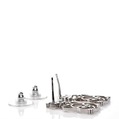 Chanel Emoji Choupette Cat Crystal CC Earrings Silver 4 of 5