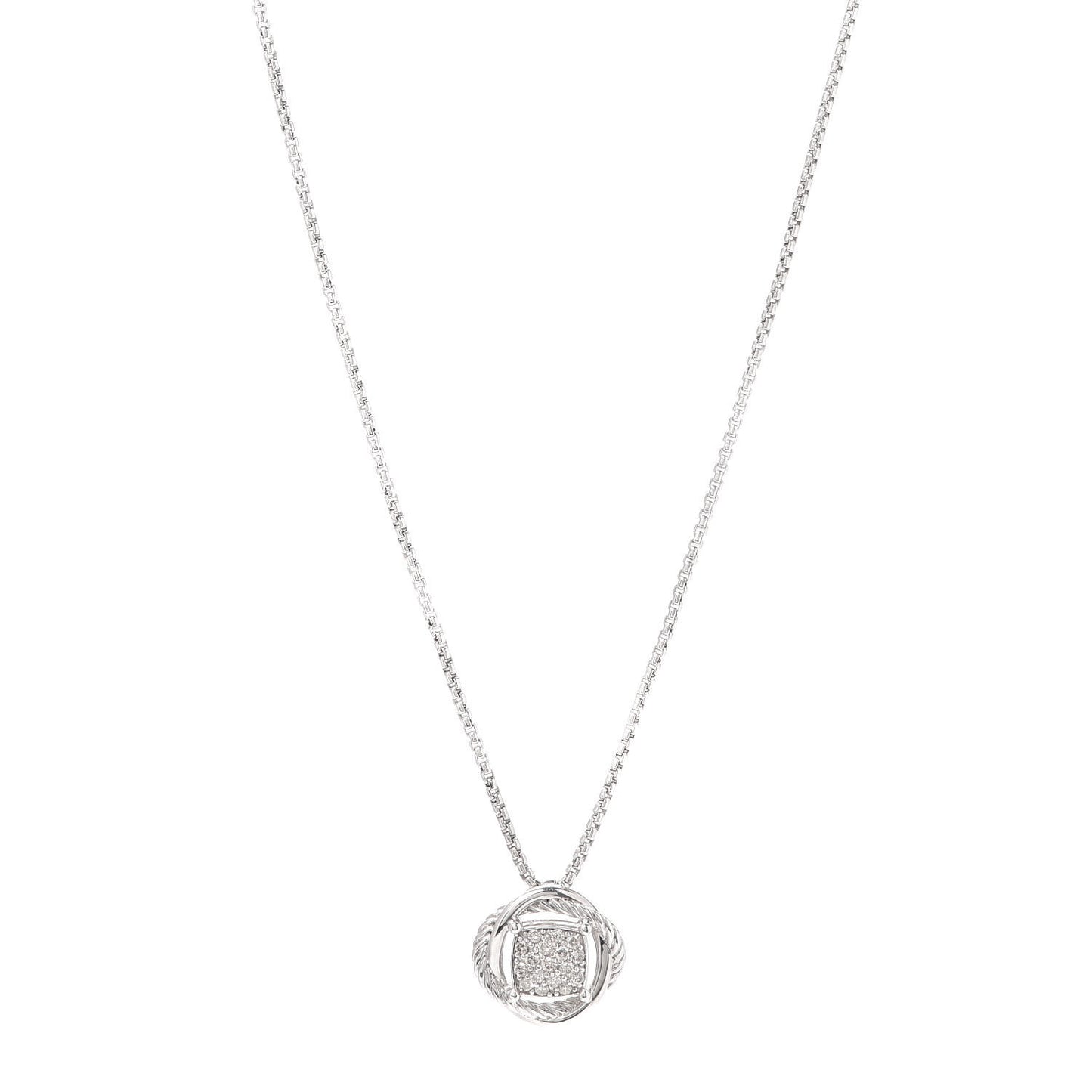 Sterling Silver Diamond 7mm Infinity Pendant Necklace