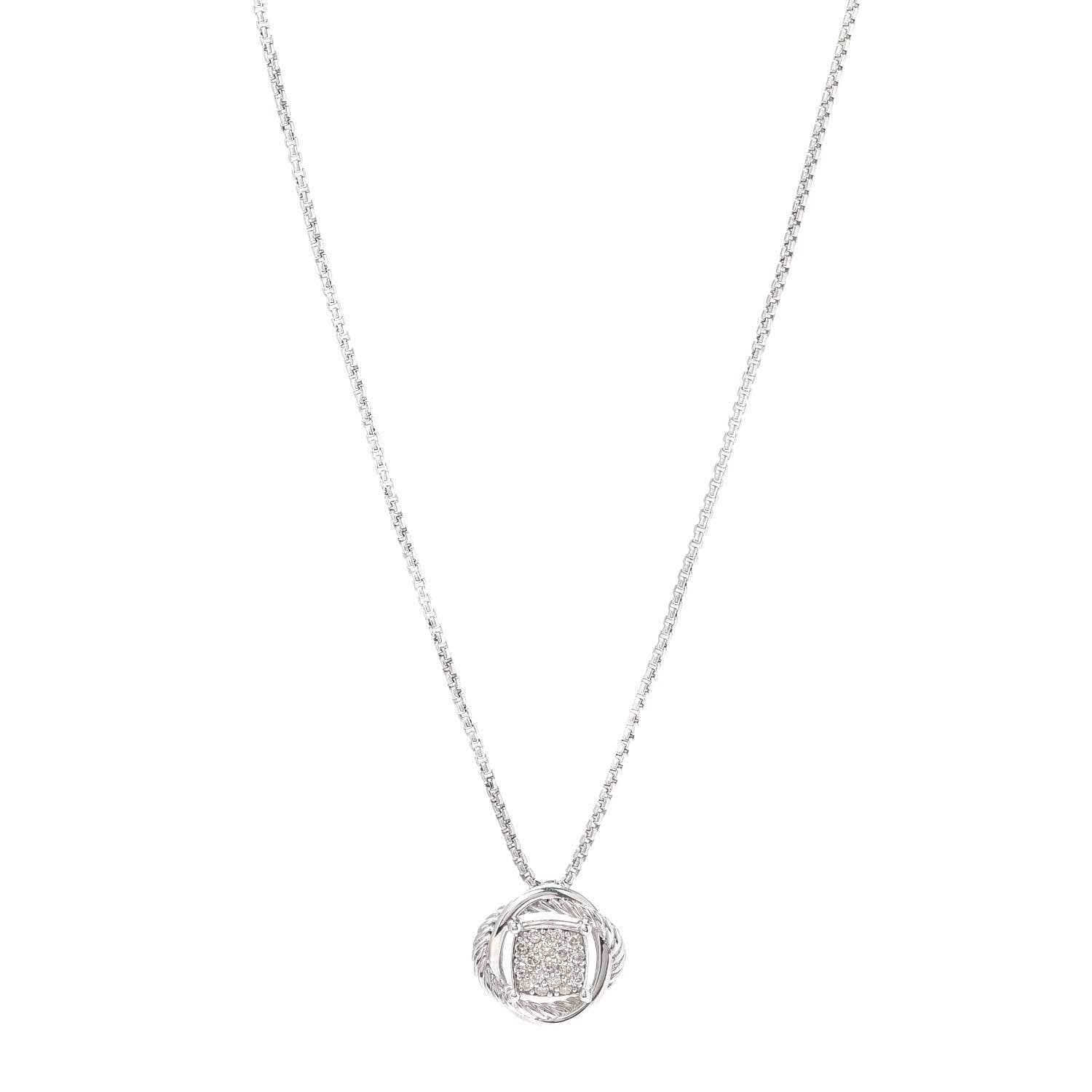 David Yurman Sterling Silver Diamond 7mm Infinity Pendant Necklace 1 of 5