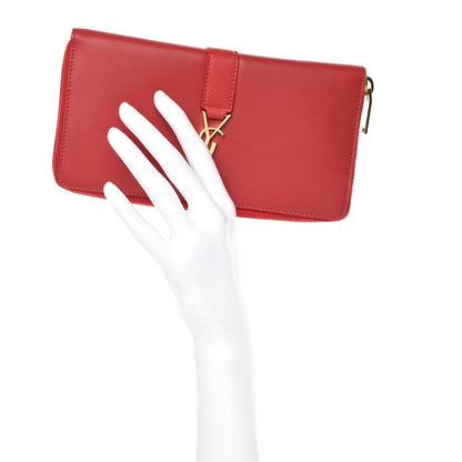 Saint Laurent Calfskin Monogram Zip Around Wallet Red 2 of 8