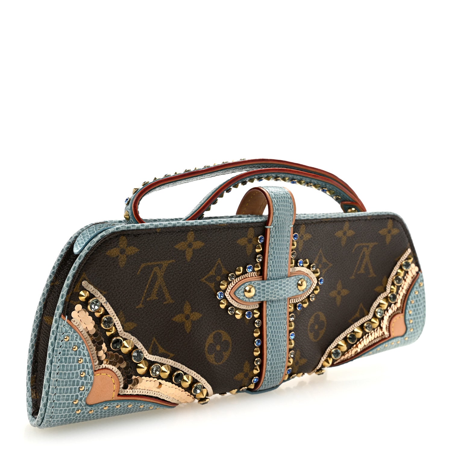Louis Vuitton Monogram Lizard Embellished Les Extraordinaires Clutch 3 of 10