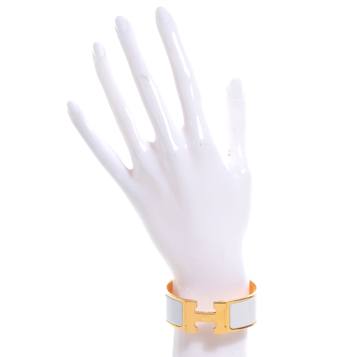 Enamel Wide Clic Clac H Bracelet PM White