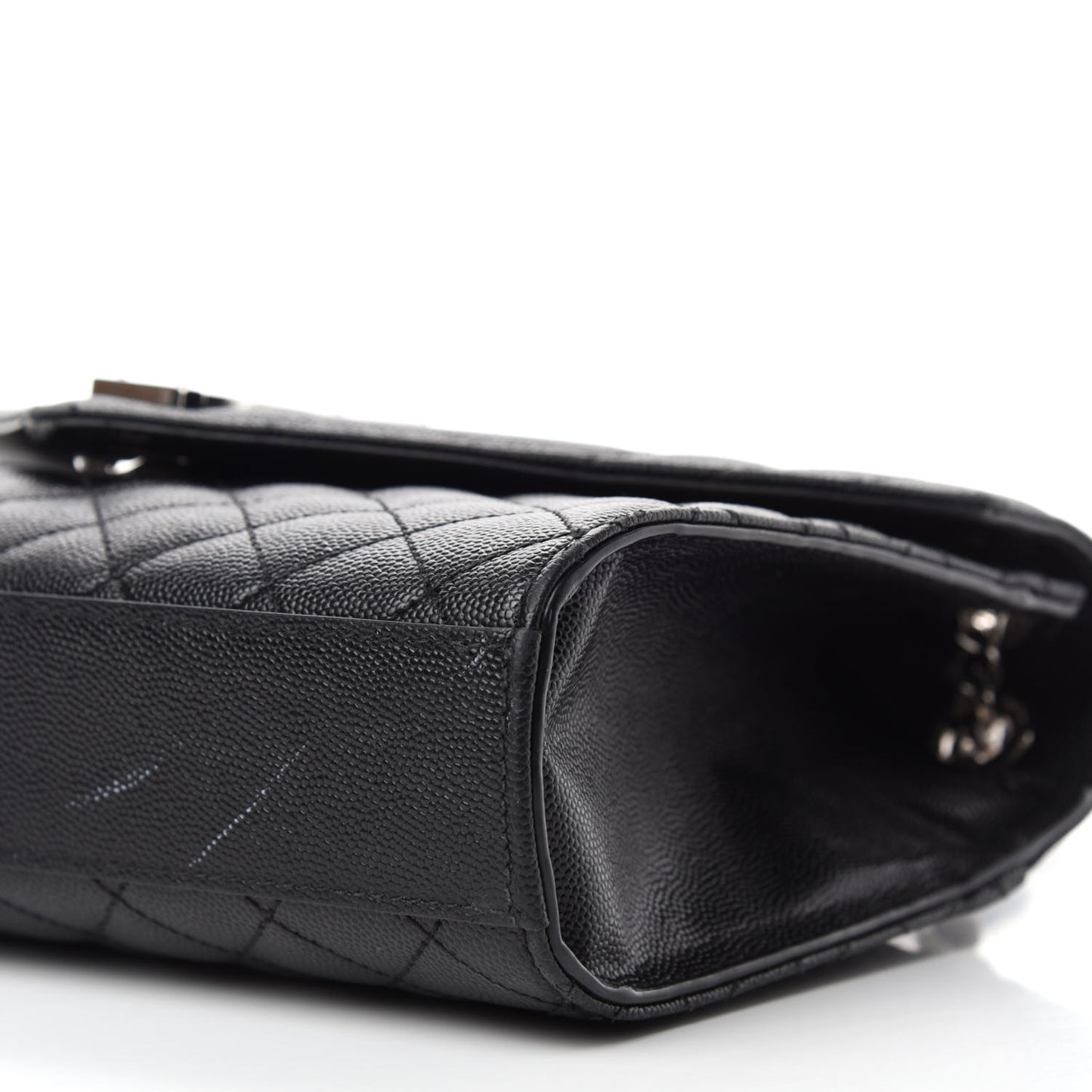 Grain De Poudre Textured Mixed Matelasse Triquilt Medium Monogram Satchel Black
