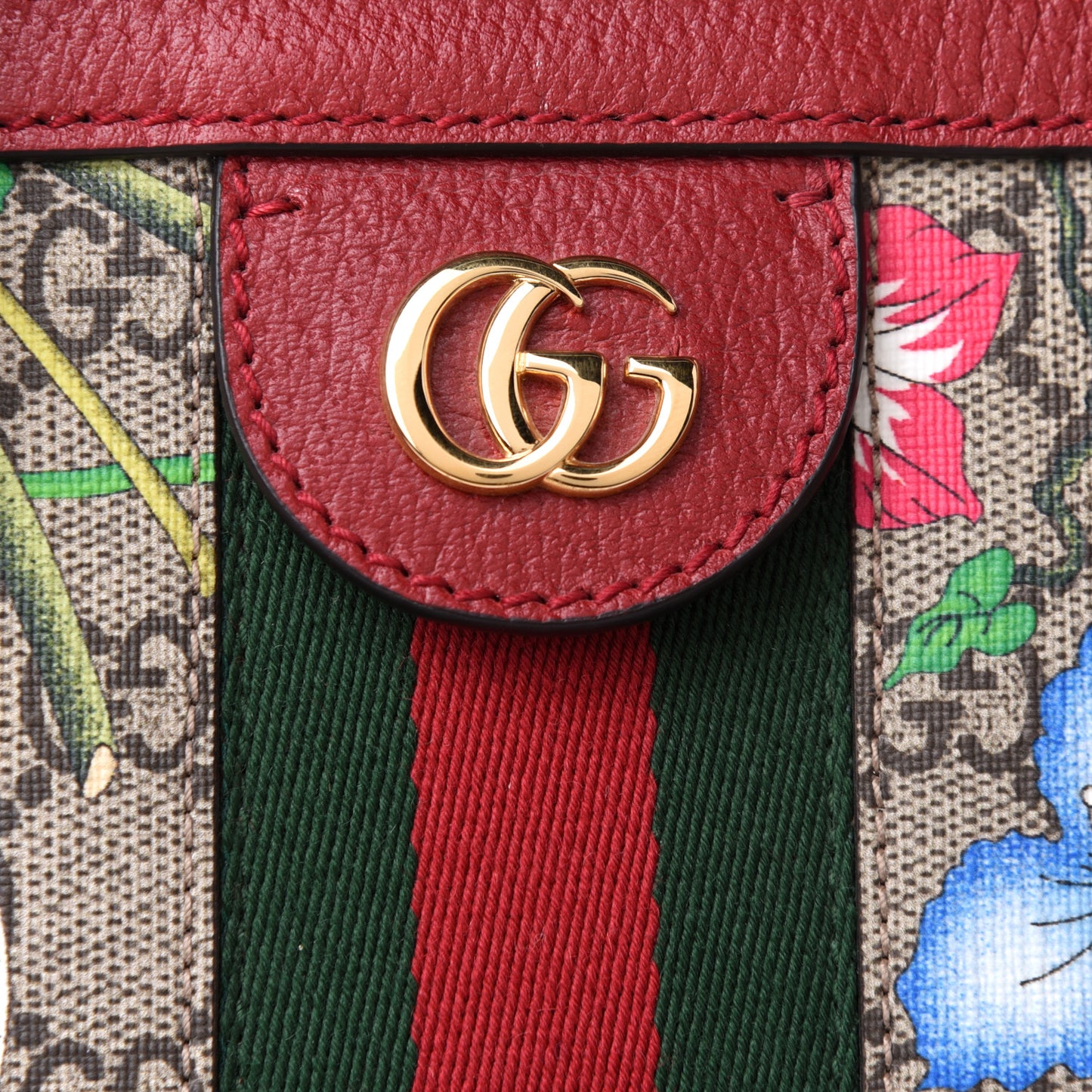 GG Supreme Monogram Flora Web Medium Ophidia Boston Red