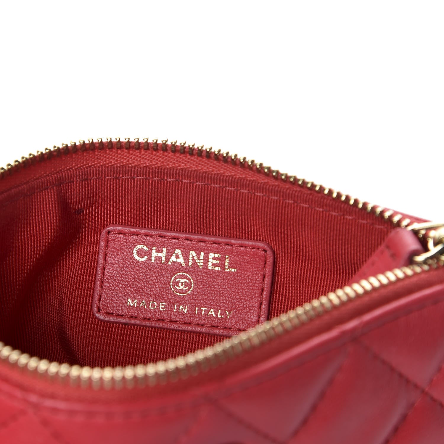 Chanel Lambskin Quilted Cosmetic Case Red 6 of 8