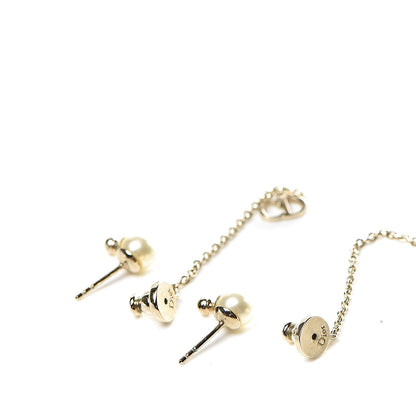 Christian Dior Pearl La Petite Tribale Dangle Chain Earrings Gold 3 of 5