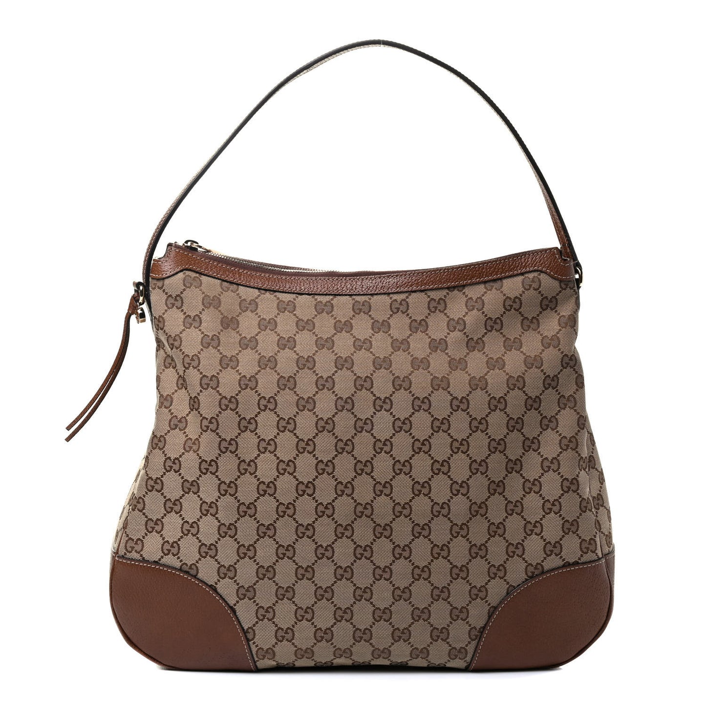 Monogram Textured Calfskin Large Bree Hobo Beige Ebony Nocciola